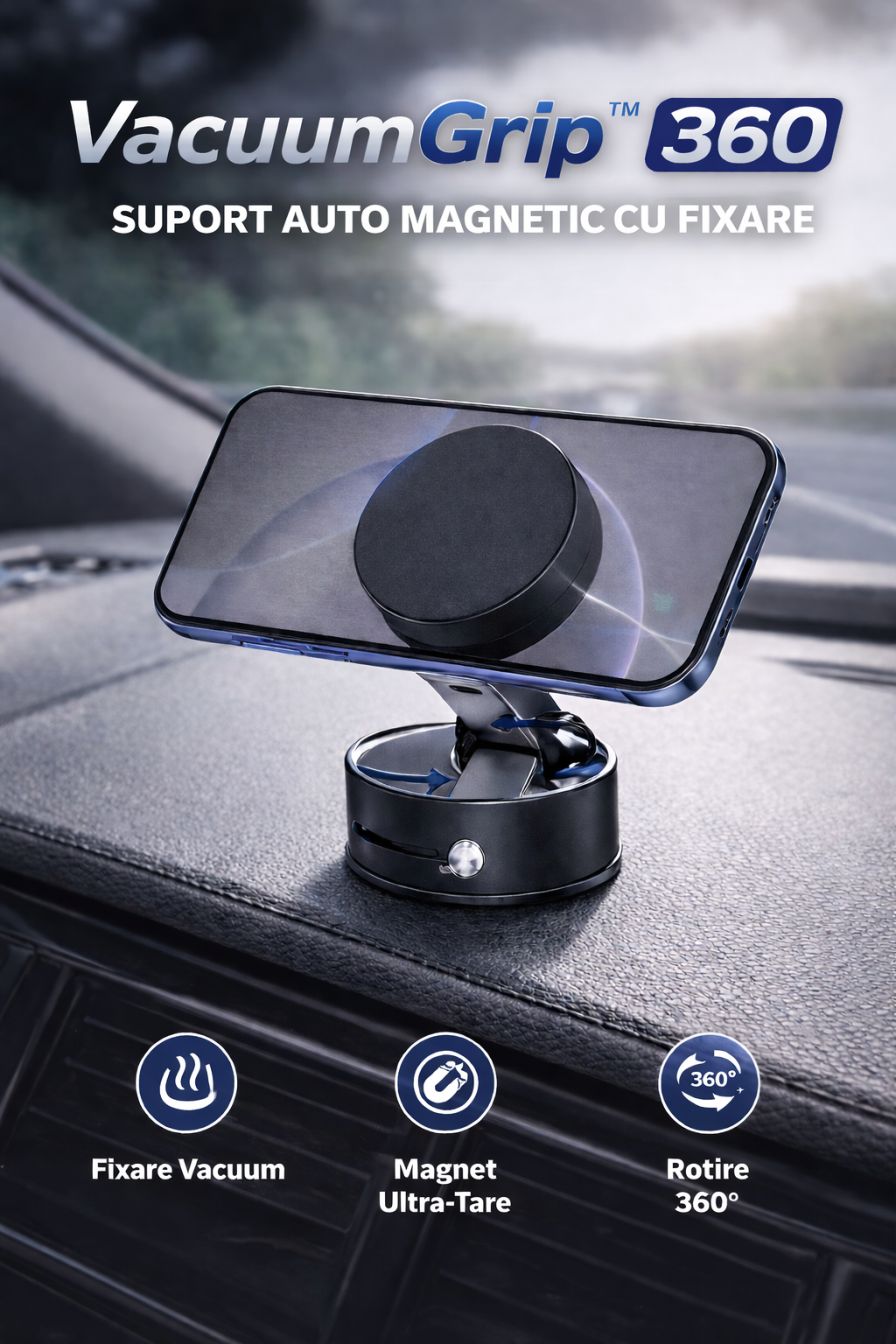 Suport Telefon cu Vacuum 360°